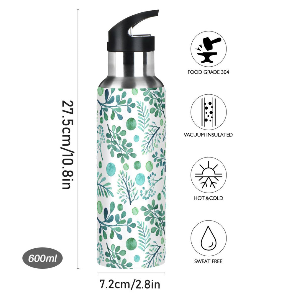 20 oz Insulated Stainless Steel Water Bottle with Straw Lid I458461