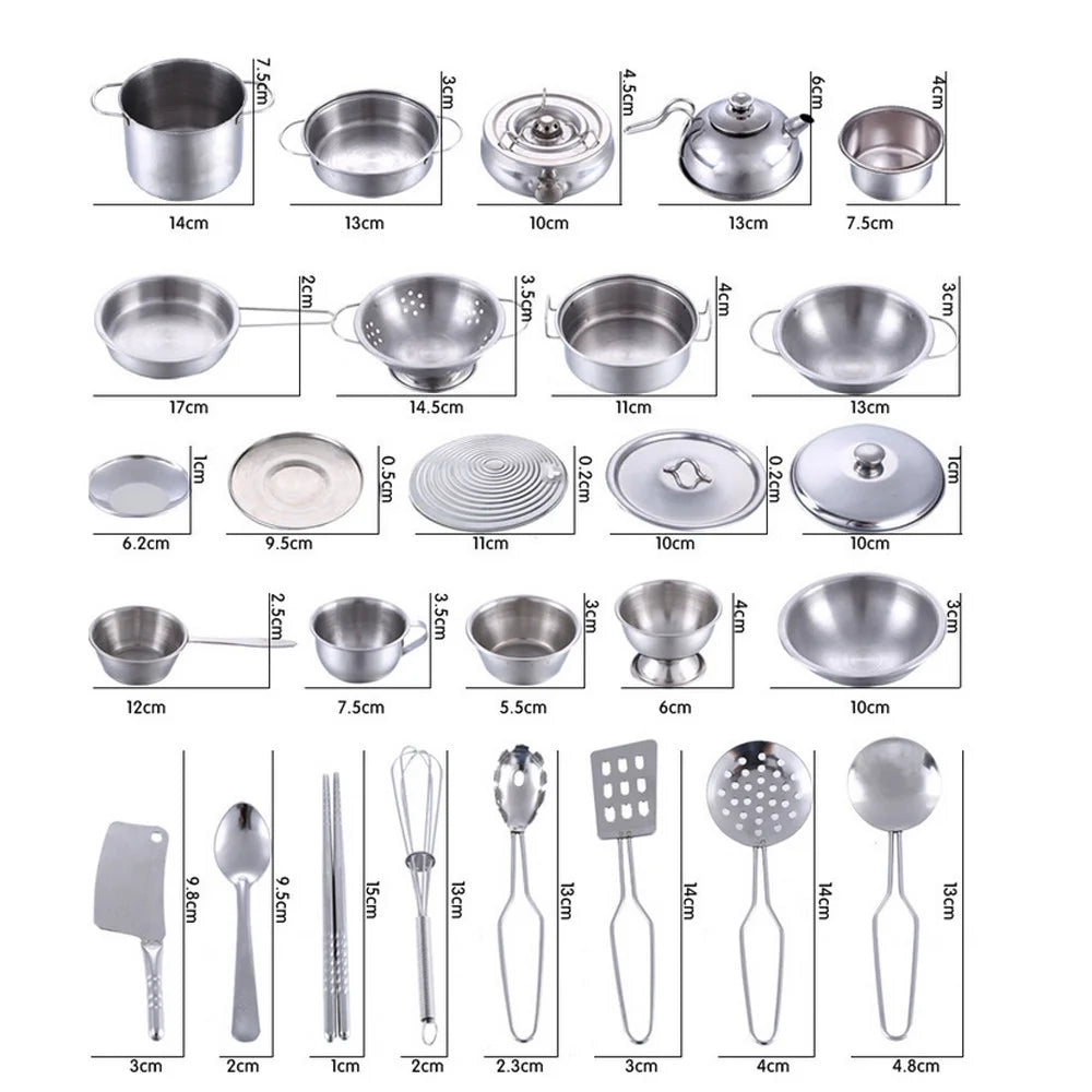 16 Pcs Kids Kitchen Cookware Set Pots Pans Cooking Utensils F121