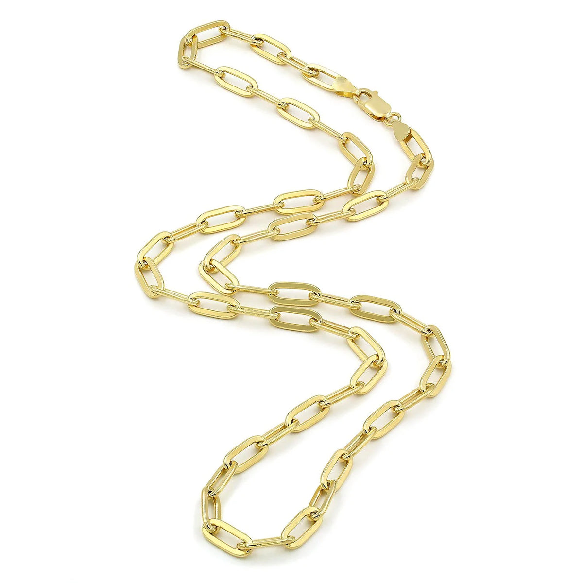 14k Yellow Gold 6mm Paperclip Chain Bracelet Y105