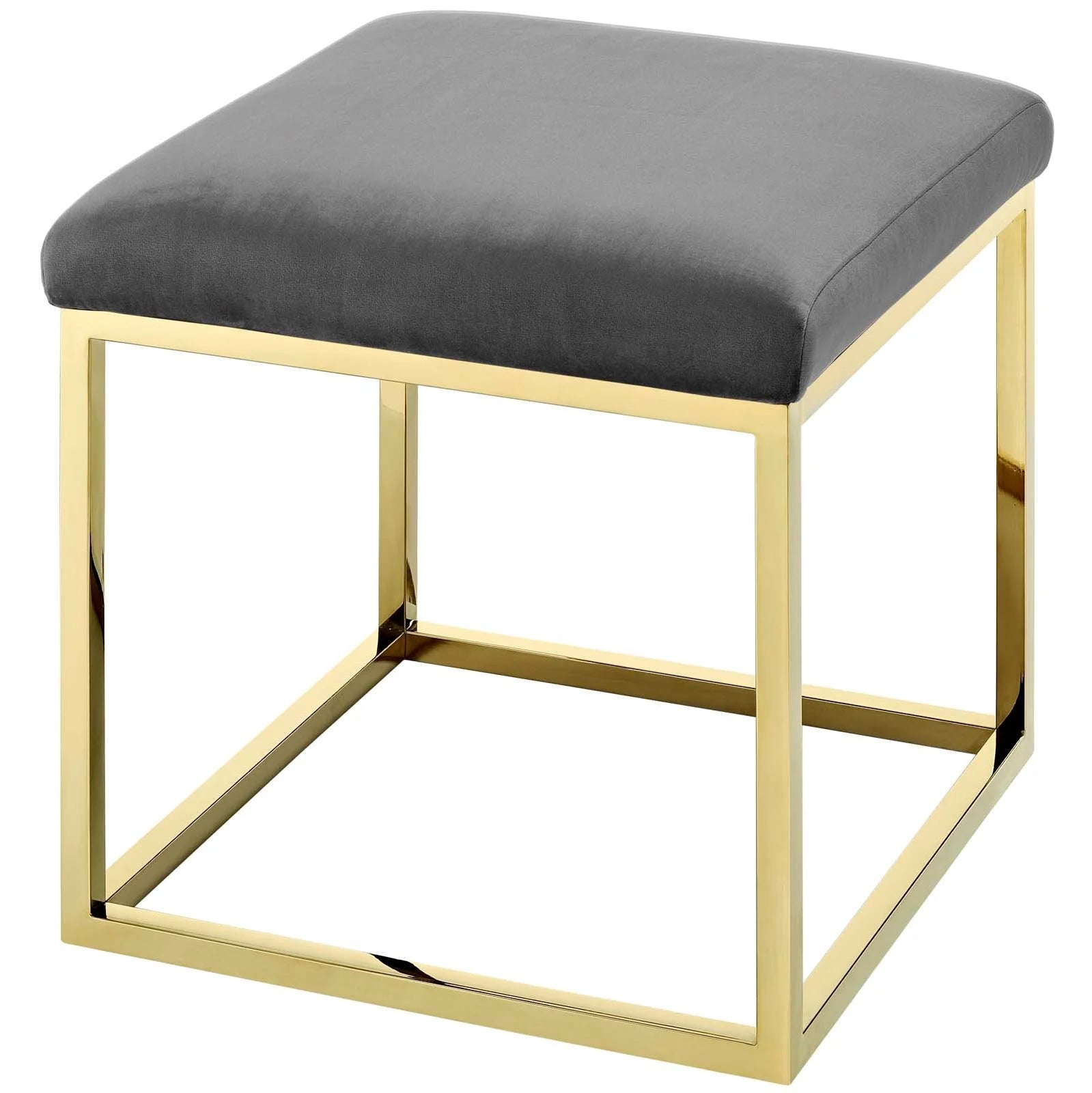 Gold Gray Velvet Accent Chair Ottoman Q7813