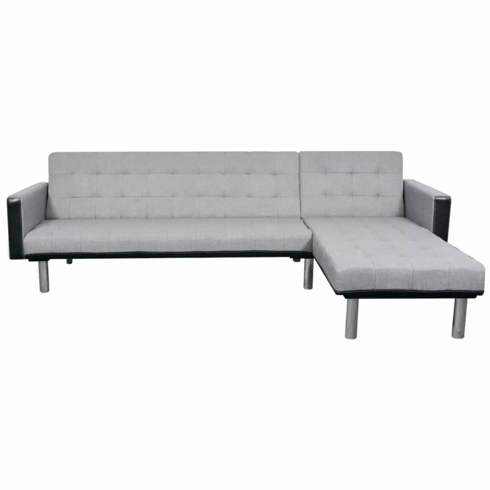 L-shaped Sofa Bed Fabric Black and Gray Q652
