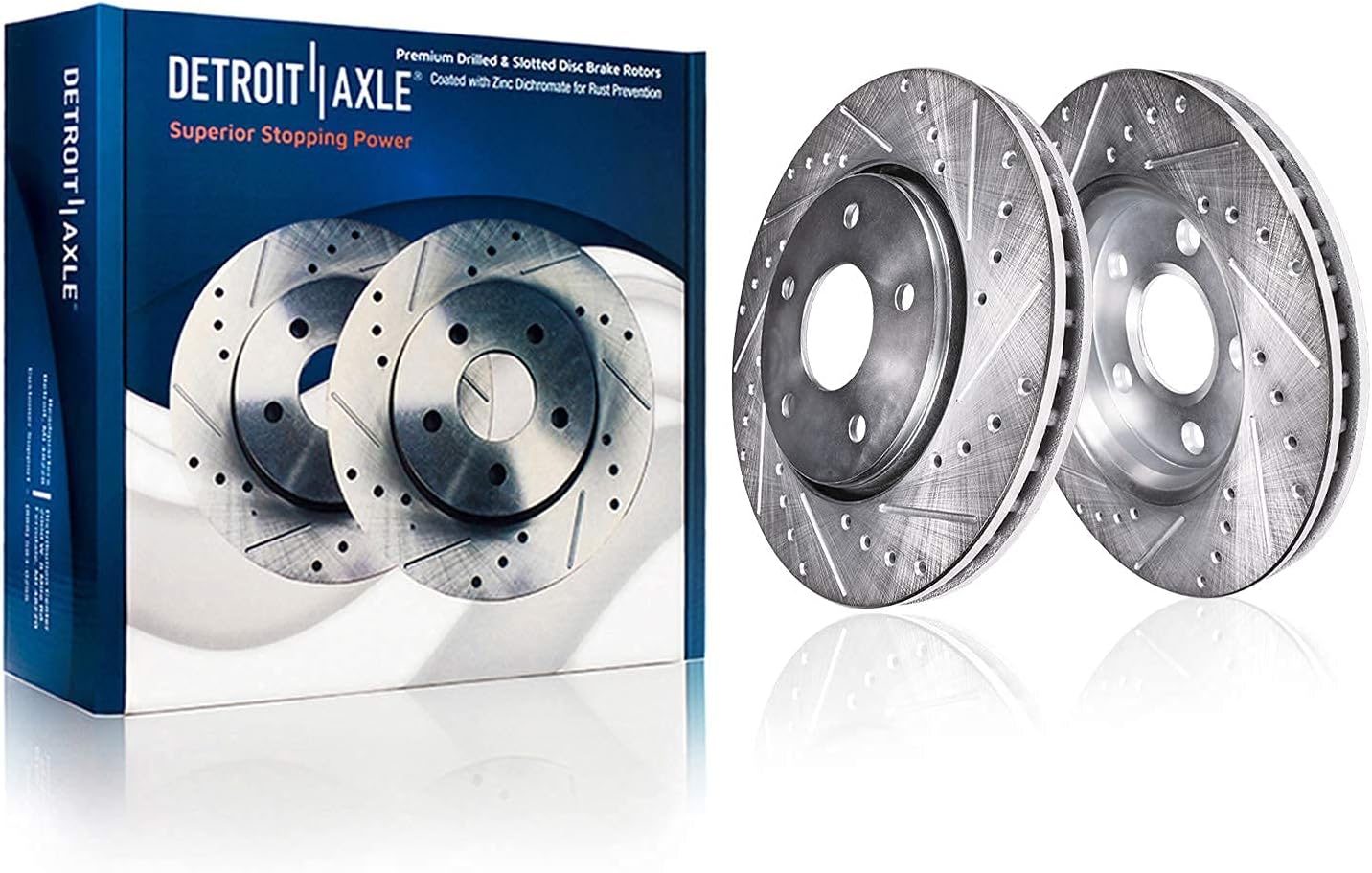 Front & Rear Drilled Slotted Rotors + Brake Pads 10pc Set T52795