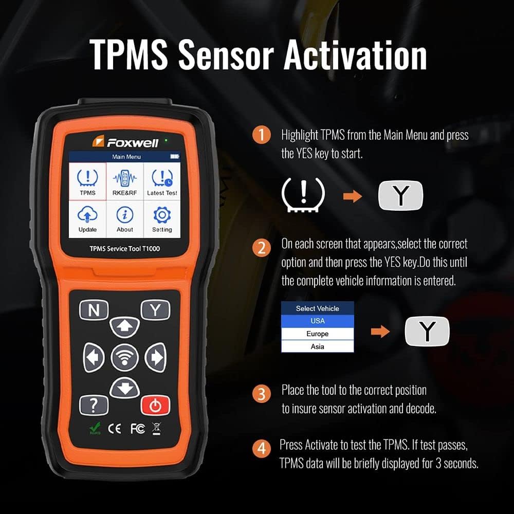 TPMS Sensor Relearn Tool with TPMS Sensor Activation N678