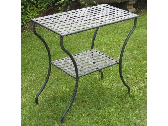 Antique Black Iron Rectangular 2 Tier Table S8406