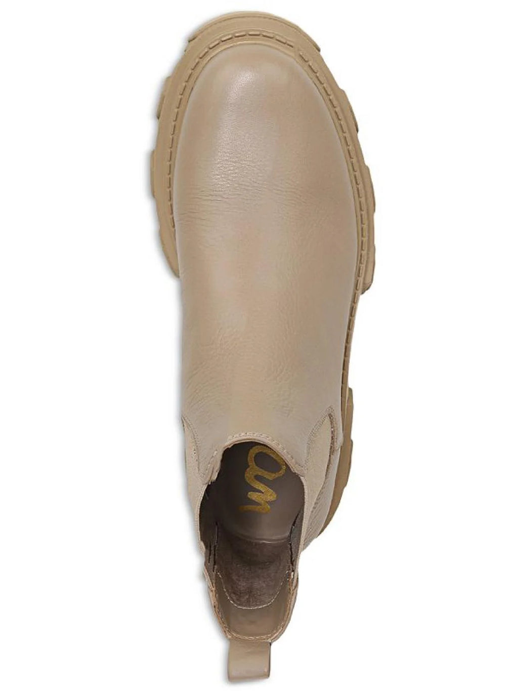 Beige Leather Lug Sole Ankle Boots F558