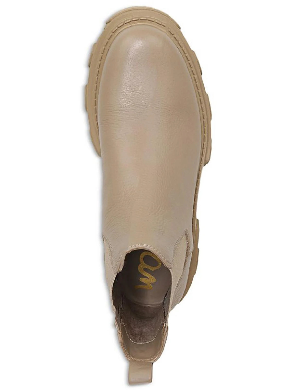 Beige Leather Lug Sole Ankle Boots F558