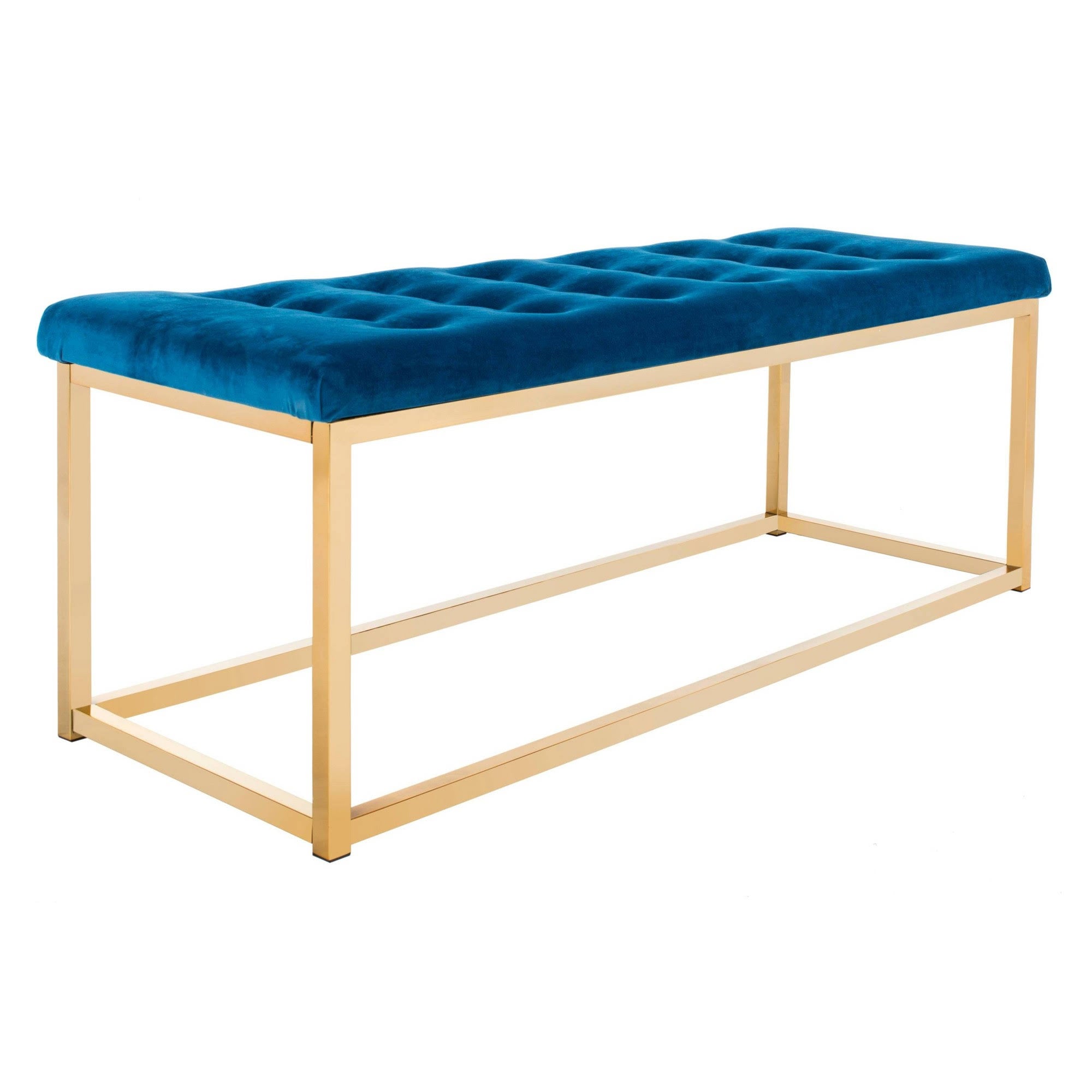 Navy/Brass Velvet Bench H159635