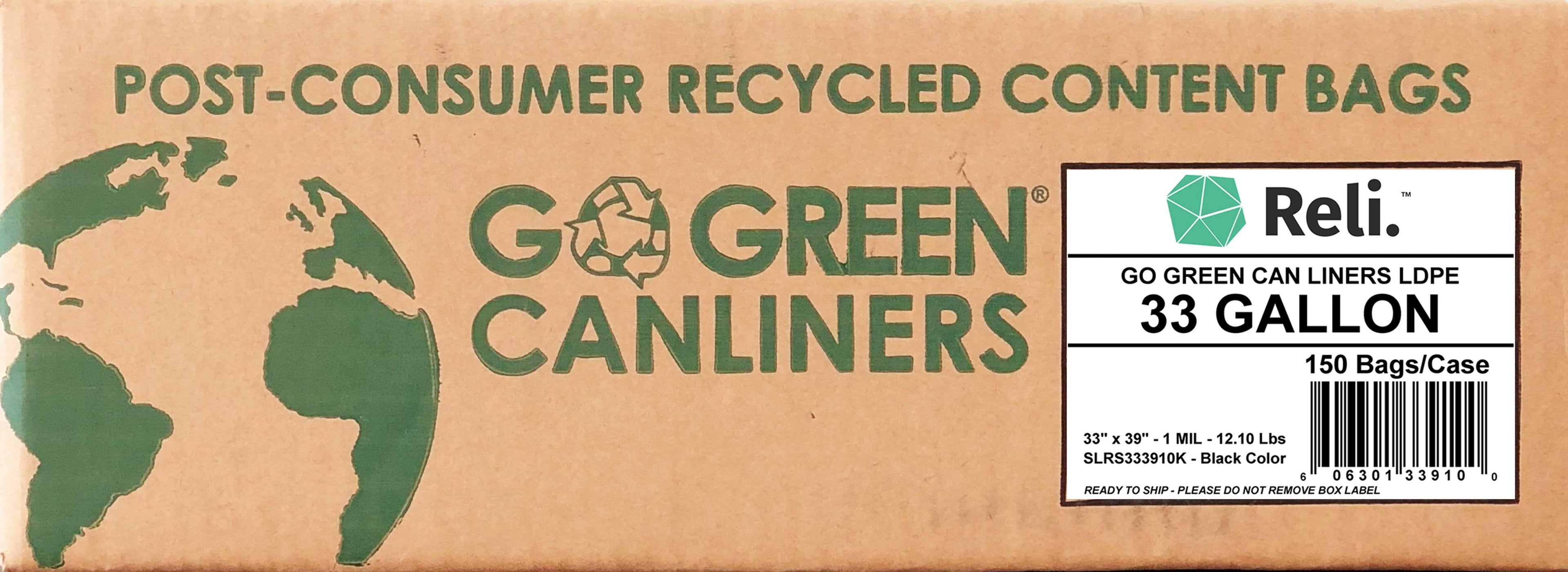 33 Gallon Recyclable Trash Bags 150 Count Black I5625