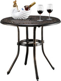 Patio Dining Table with Umbrella Hole, Cast Aluminum Outdoor Furniture I337523