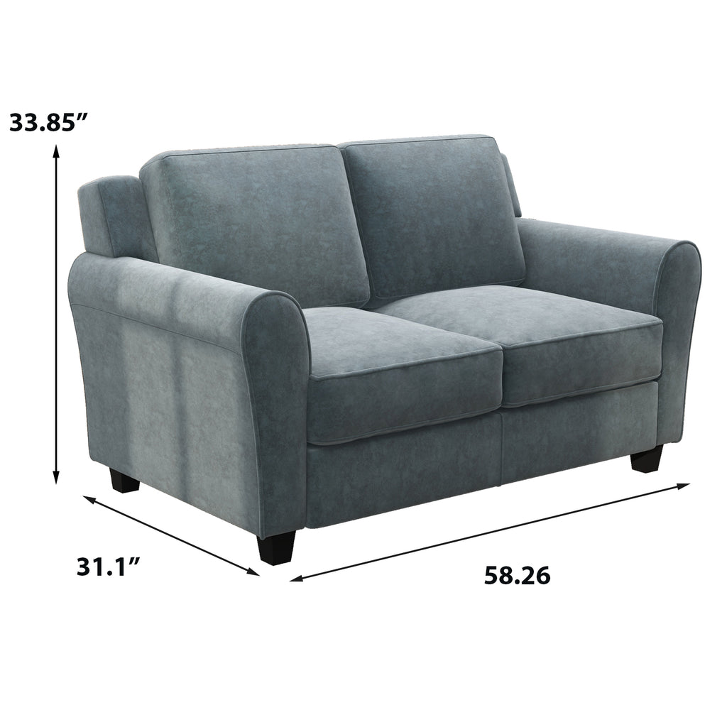 Grey Upholstered Loveseat Sofa with Solid Wood Frame Legs L70453