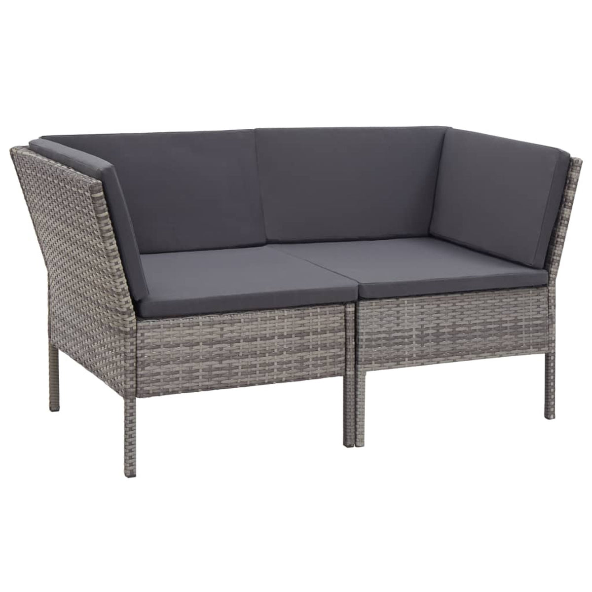 6 Piece Outdoor Conversation Set Gray Poly Rattan Patio Sectional Set V483