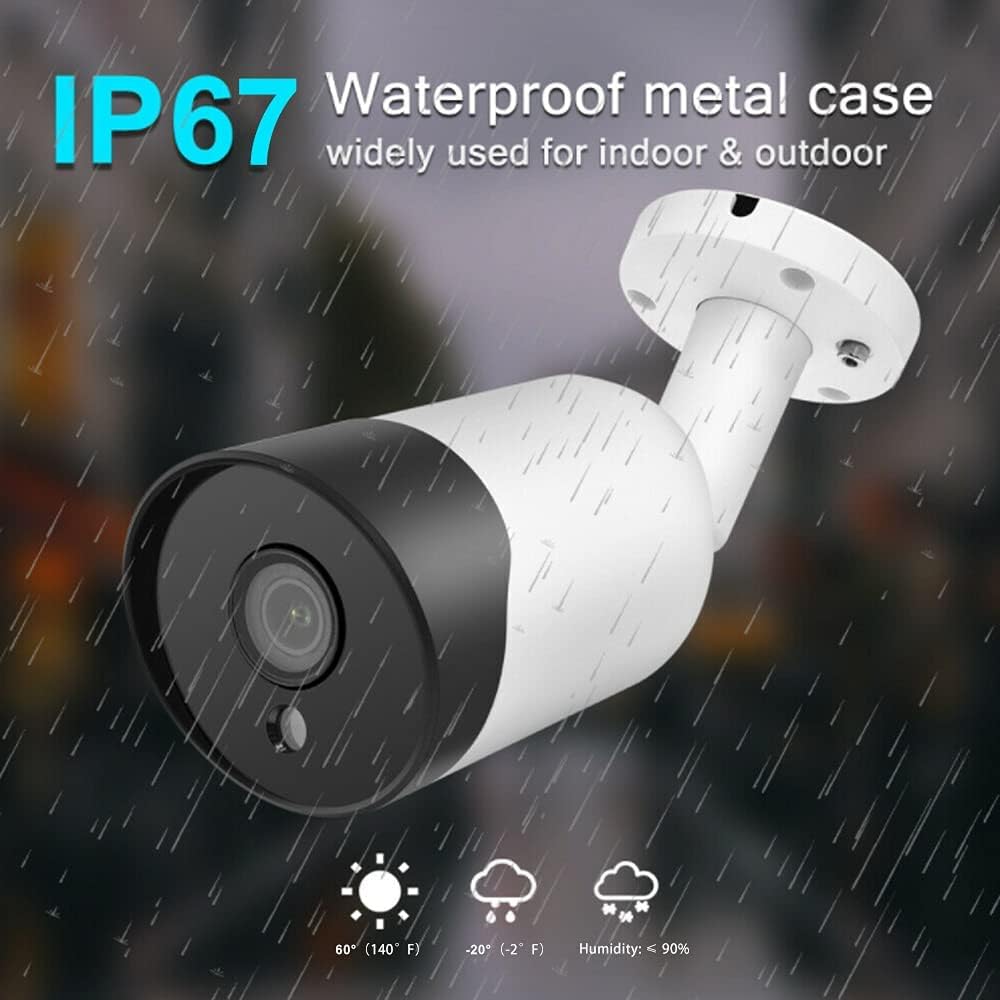 Outdoor 8MP Bullet PoE IP Camera with Built-in Mic, 2.8mm Fixed Lens, 98ft Night Vision, IP67 Waterproof H246732