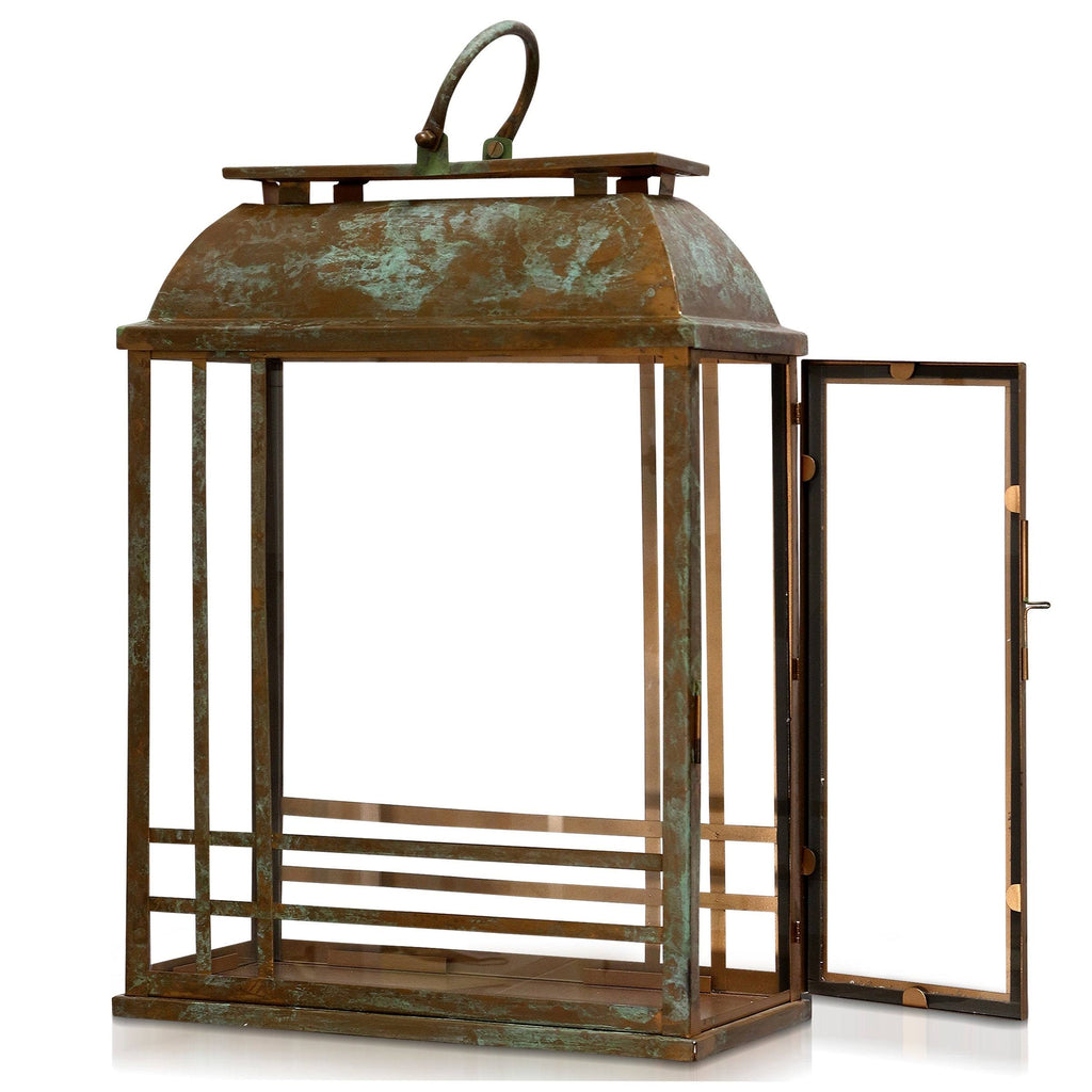 Antique Copper Metal Lantern with Clear Glass O166
