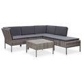 6 Piece Outdoor Conversation Set Gray Poly Rattan Patio Sectional Set V483