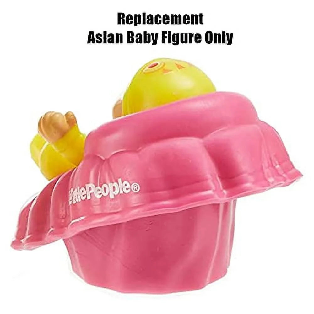 Replacement Asian Baby Figure with Pink Basket and Yellow Outfit I1419