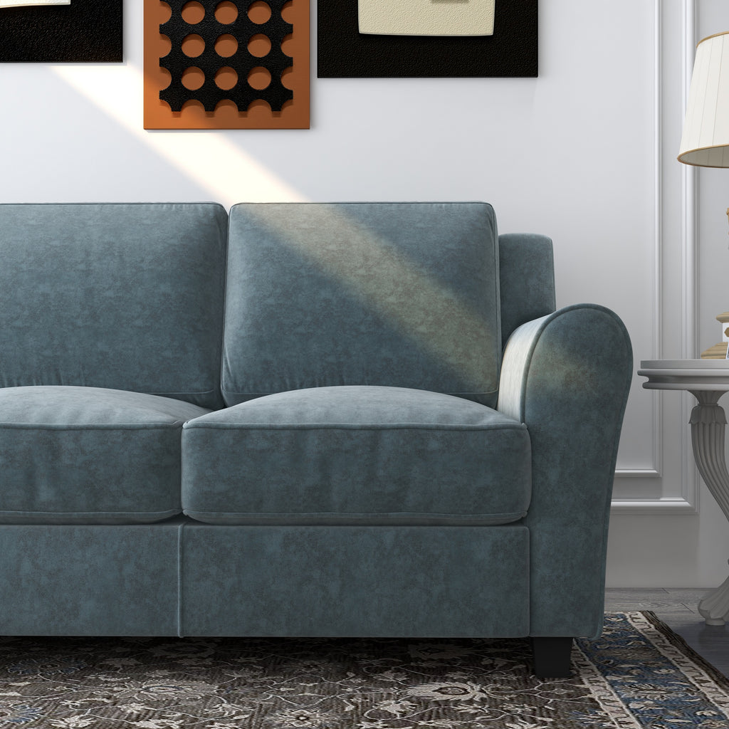 Grey Upholstered Loveseat Sofa with Solid Wood Frame Legs L70453