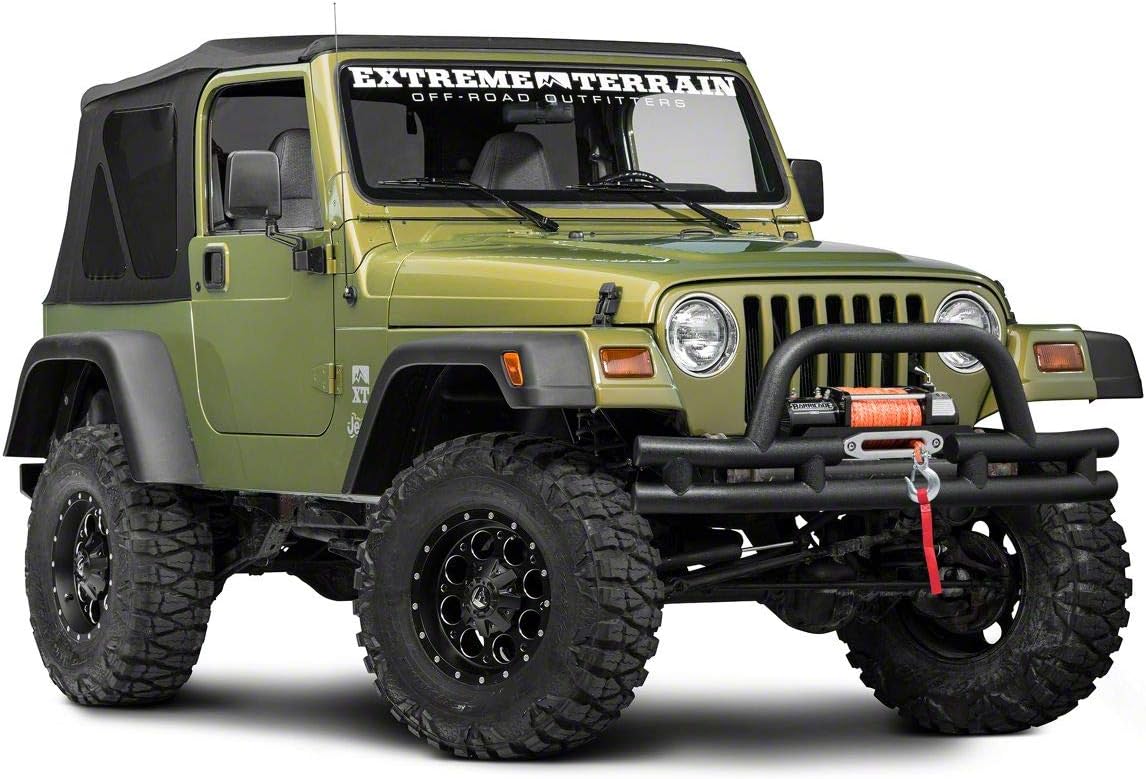 Textured Black Tubular Front Bumper with Winch Cutout Q436