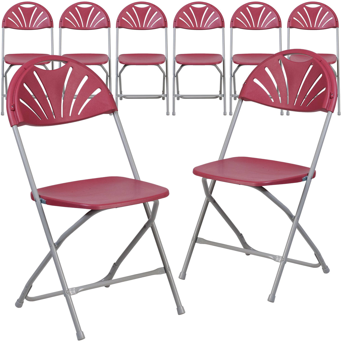 Black Plastic Fan Back Folding Chair L206