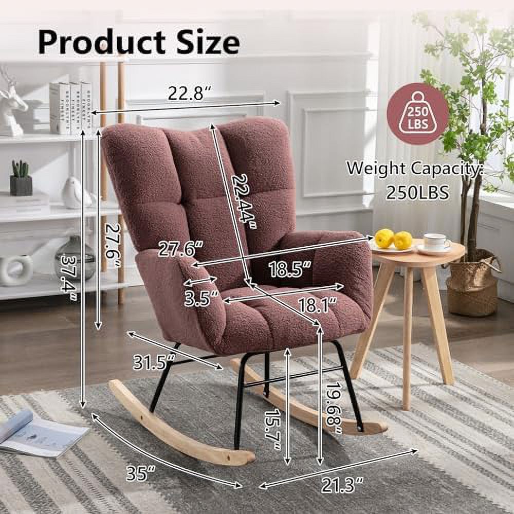 Grey Velvet Upholstered Nursery Rocking Chair O639756
