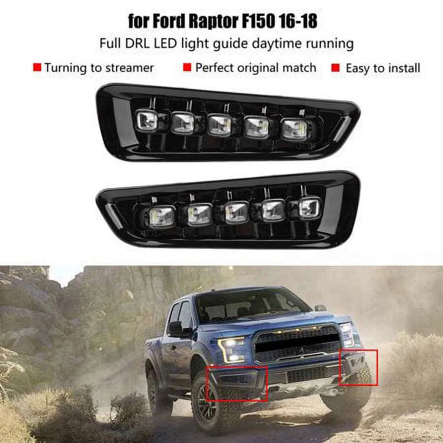 LED Running Light with Turn Signal Fog Light Bezels White and Amber E472192
