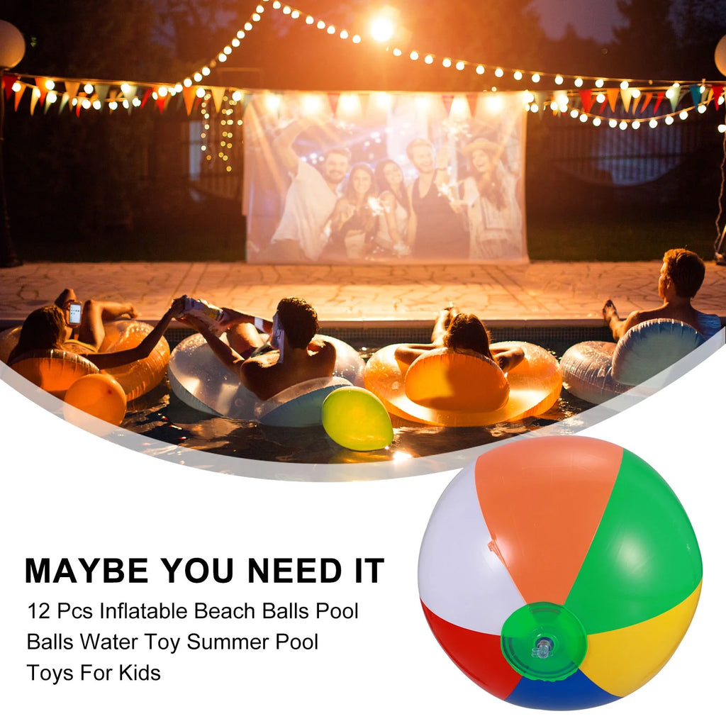 12 Pcs Inflatable Beach Balls Pool Toys K888337